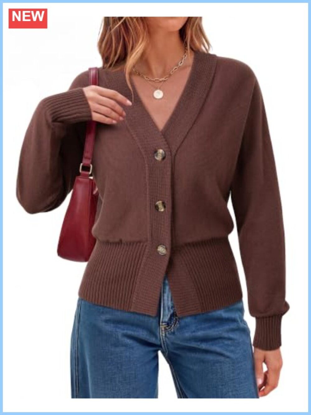 Women's V Neck Button Up Cardigan Sweater Knit Lightweight